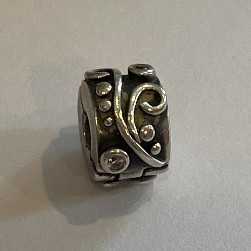 Pandora tendril with pink cz clip charm silver